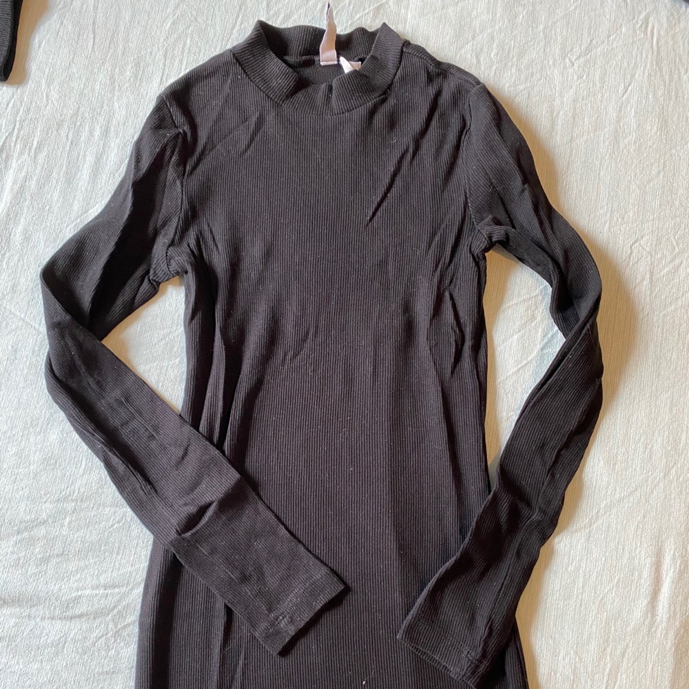 Black ribbed bodycon dress XS